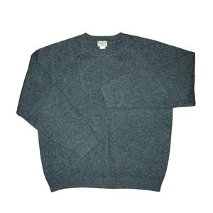 Vintage LL Bean 100% Shetland Wool Sweater Crewneck Pullover Gray Mens Large